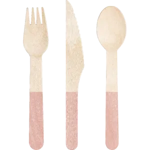 Wood Assorted Classic Pink Cutlery 6.5" | 24 ct