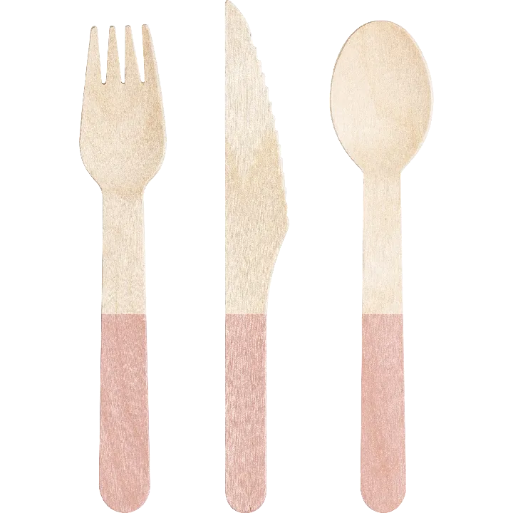 Wood Assorted Classic Pink Cutlery 6.5" | 24 ct