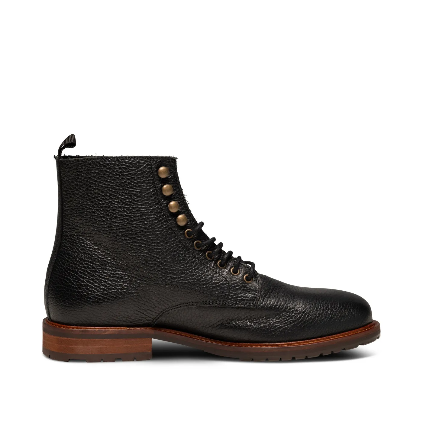 York lace up boot leather - BLACK