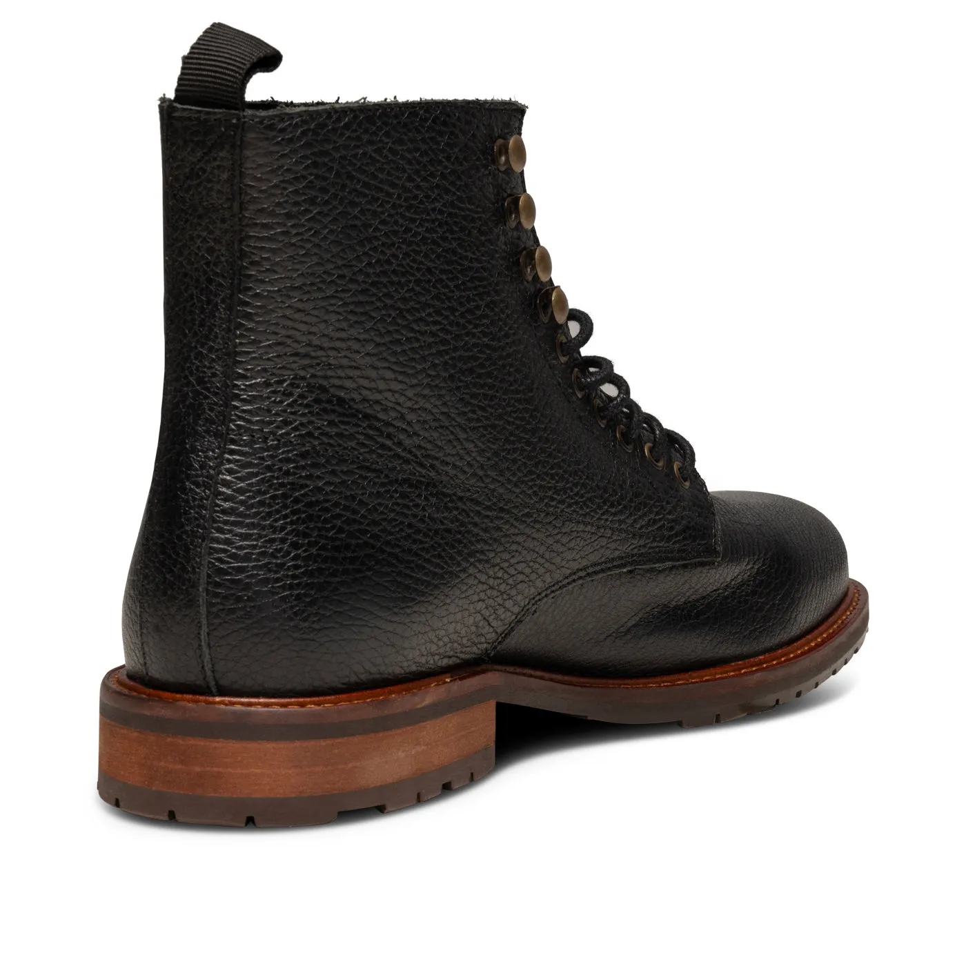 York lace up boot leather - BLACK