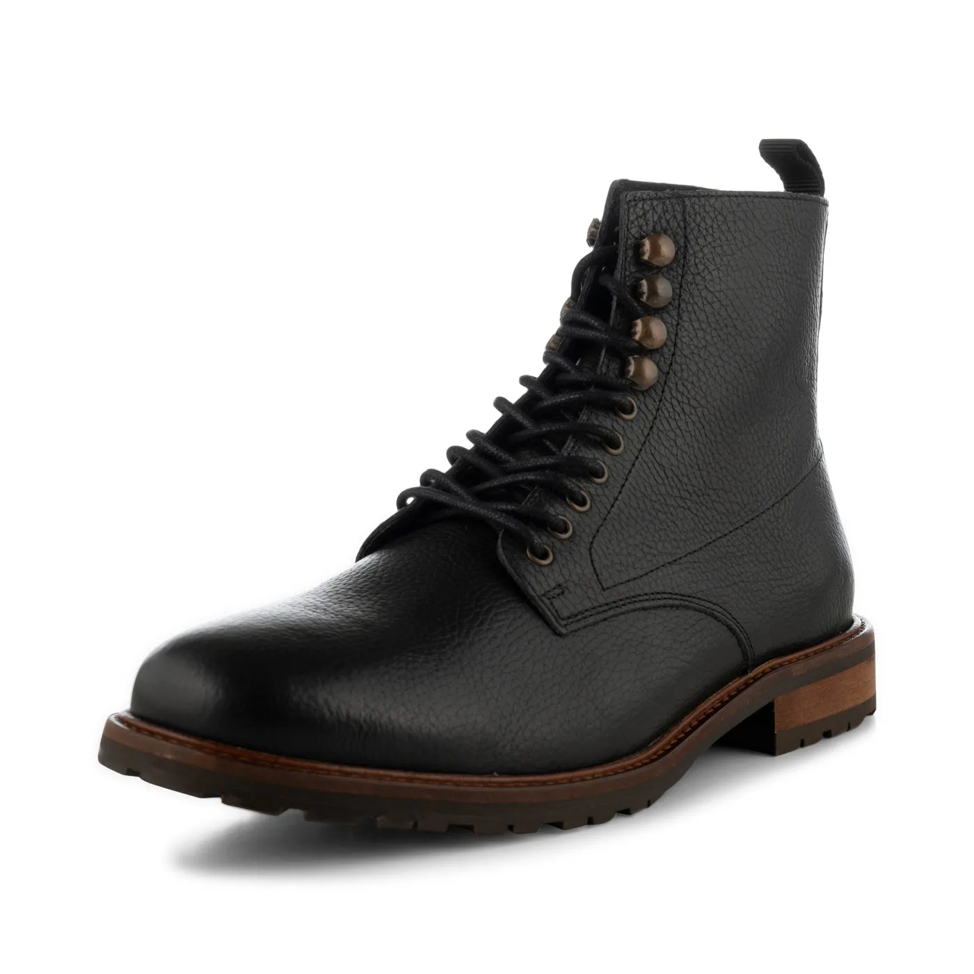 York lace up boot leather - BLACK